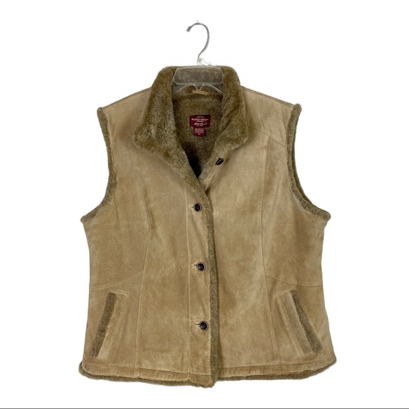 Eddie Bauer Washable Suede Vest Faux Fur Lining XL - Picture 14 of 16